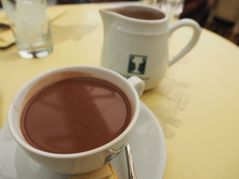 Hot chocolate at Les Deux Magots
