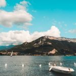 Lake Annecy with mountains in the background