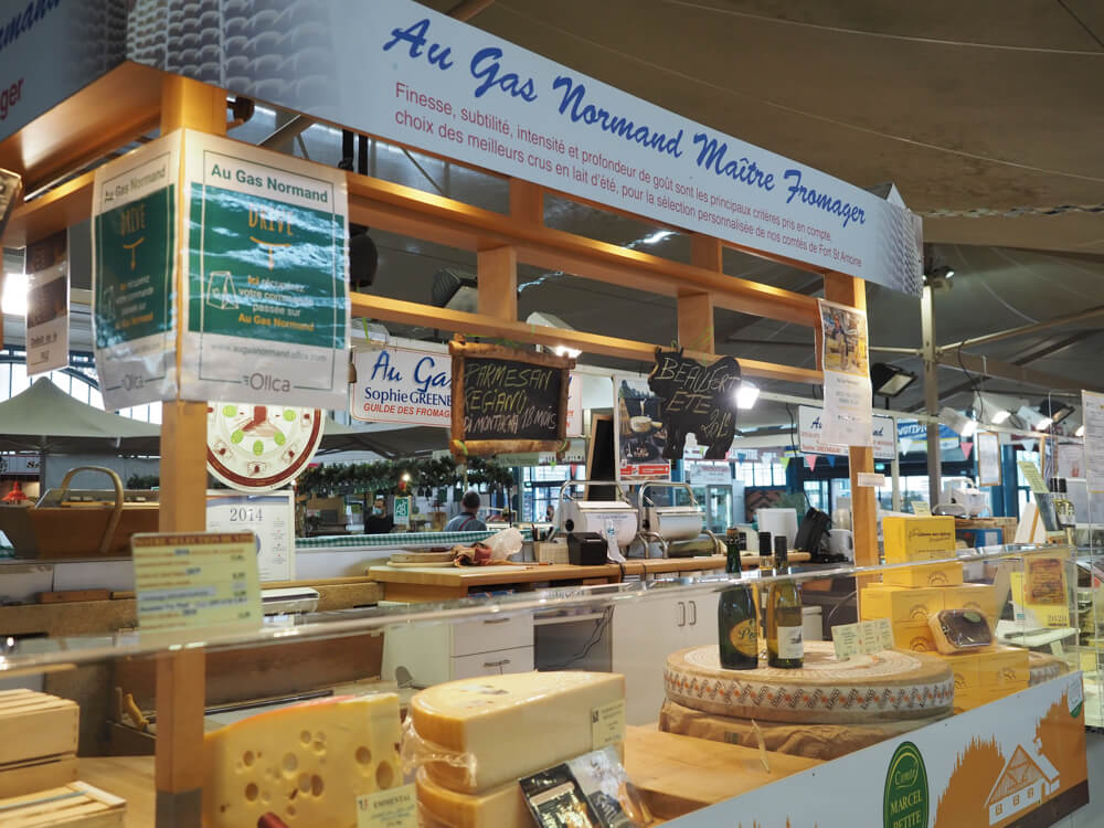 Cheese stand at Les Halles in Dijon