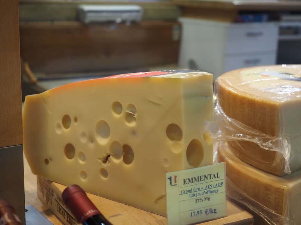 Emmental cheese at the Les Halles in Dijon