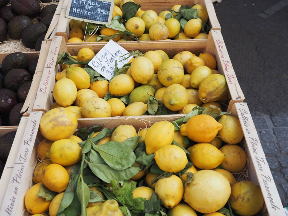 Fresh lemons in Dijon's Les Halles