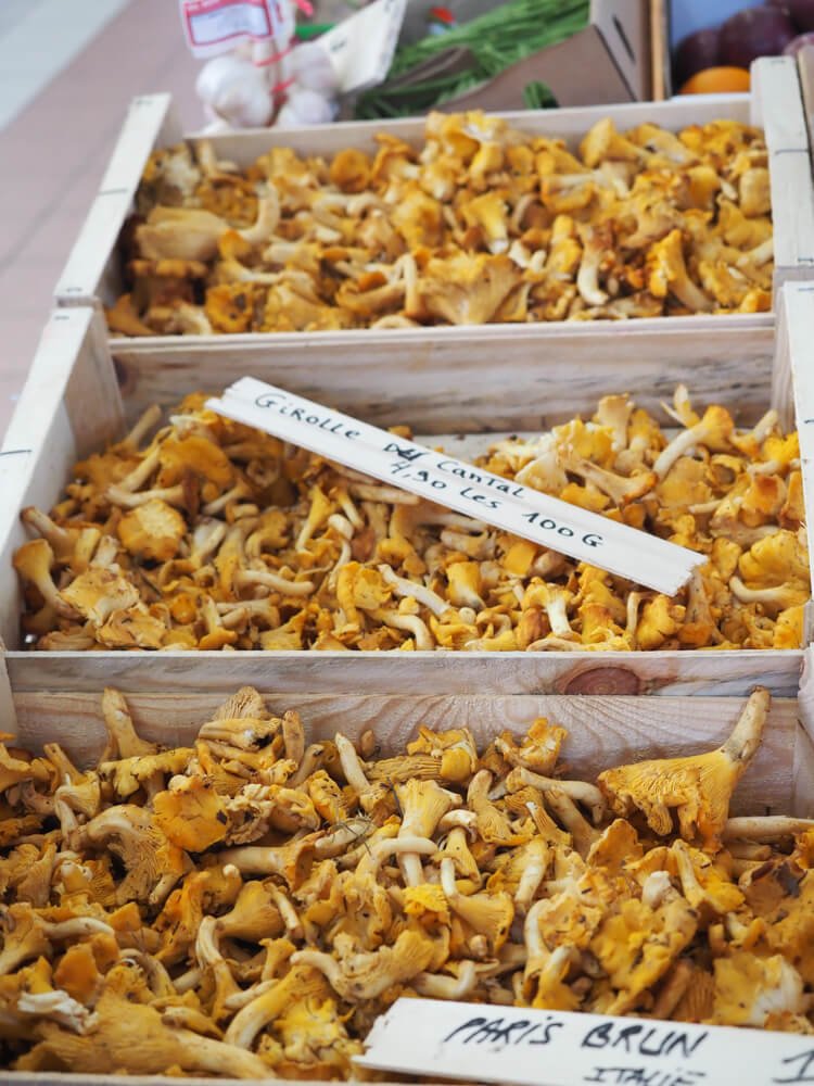 Mushrooms at a stand at Les Halles in Dijon
