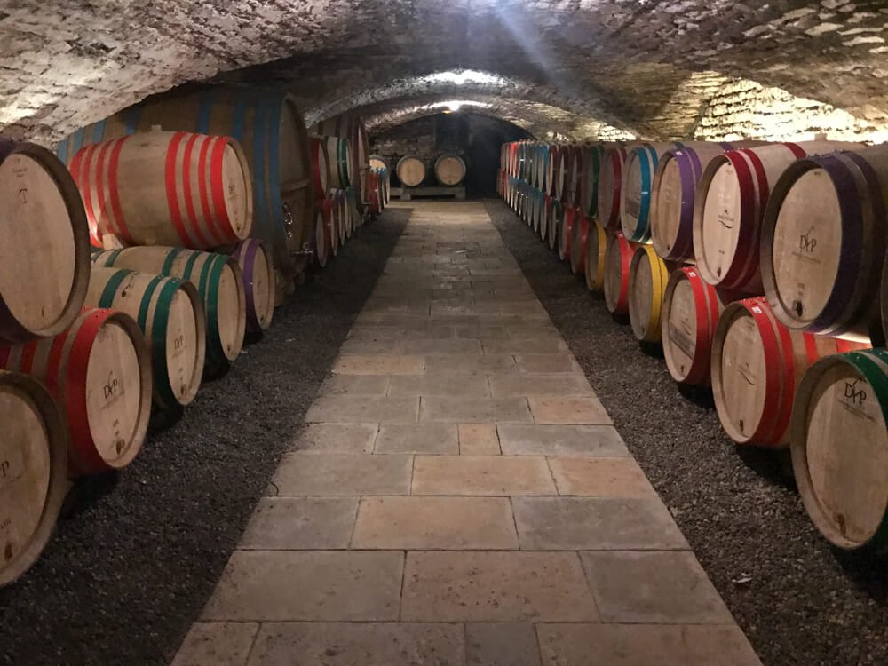 Wine cellar at a winery in Burgundy