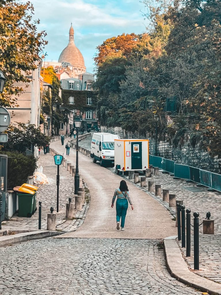 Kat walking up the hill in Montmartre