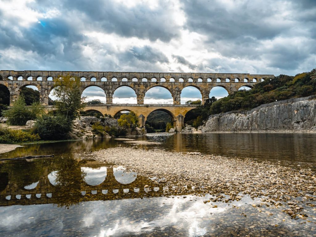 Pont du Gard on a cloudy day
