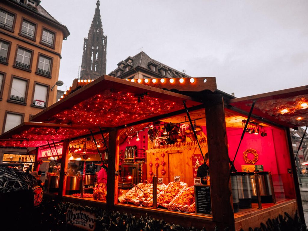 Bright booth at the Strasbourg Christmas Market