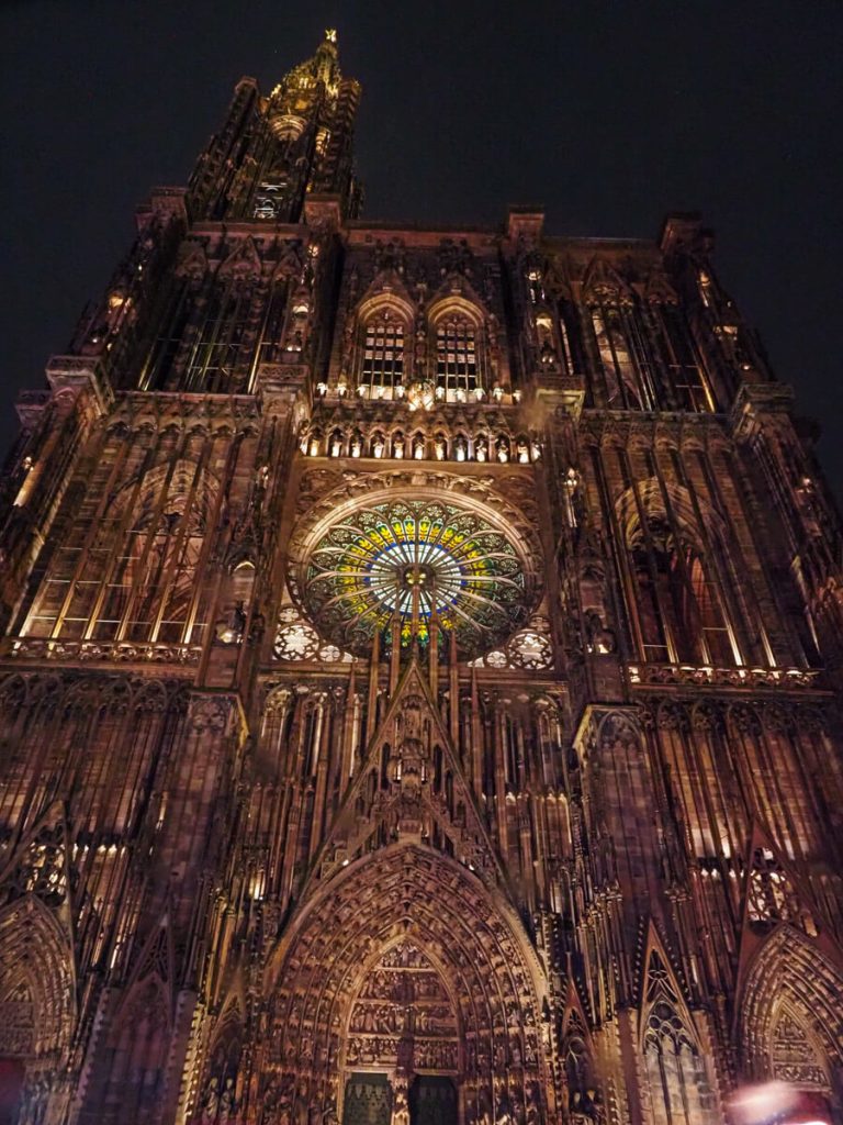 Strasbourg cathedral at night