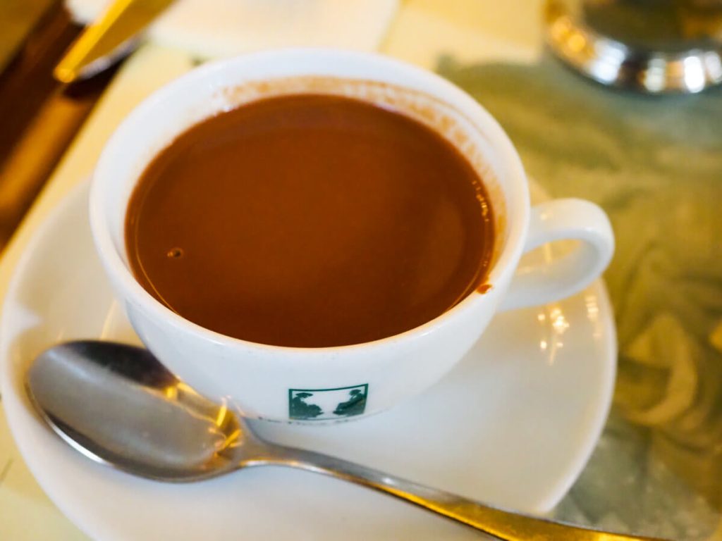 Hot chocolate at Les Deux Magots