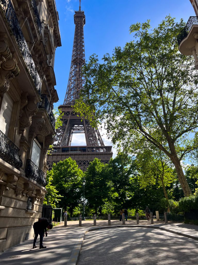 Eiffel Tower view from Rue de l'Universite