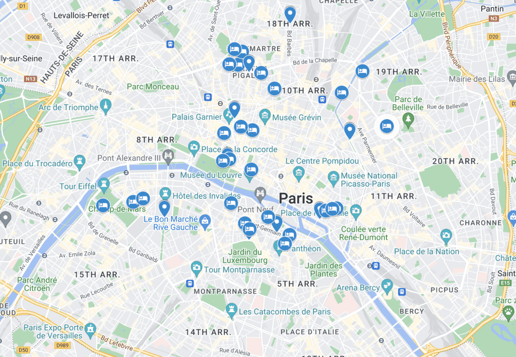 Map of Paris Arrondissements