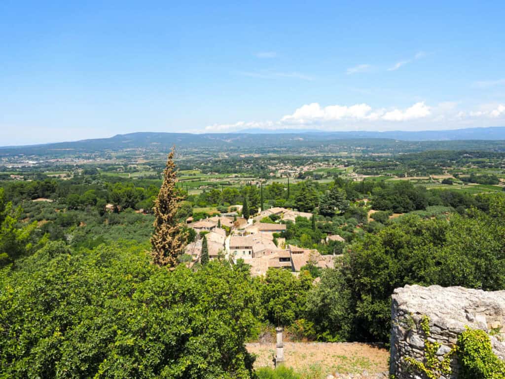 Views of Luberon Valley from top of hill in Oppede-le-Vieux