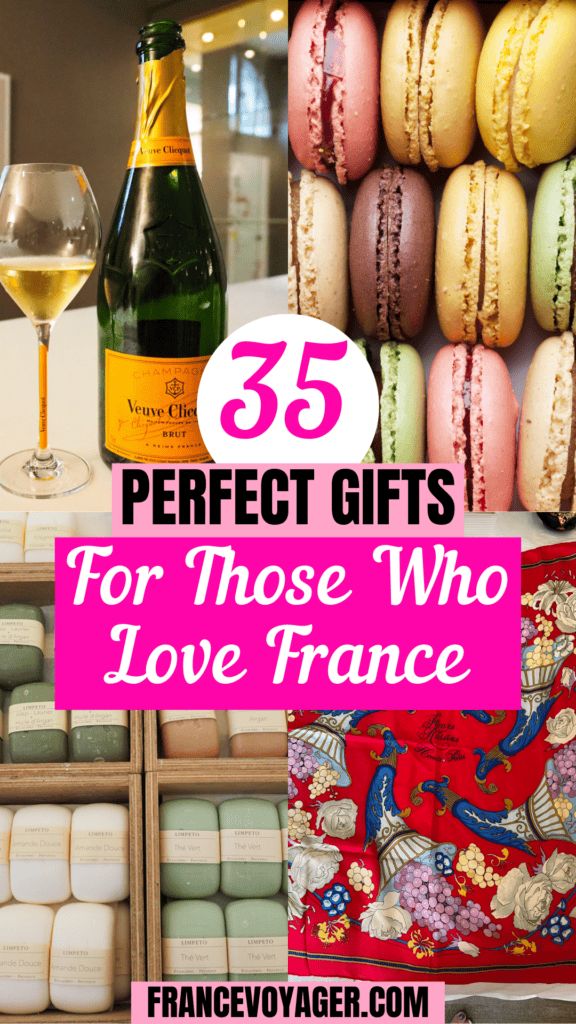 Searching for the perfect French gifts for the Francophile in your life? This list is full of great France gift ideas including French products, presents from France, French gift ideas for her or him, and more! Whether you want to give them something that reminds them on France or a full blown France trip, this is the perfect France gift guide! Click here to learn more!