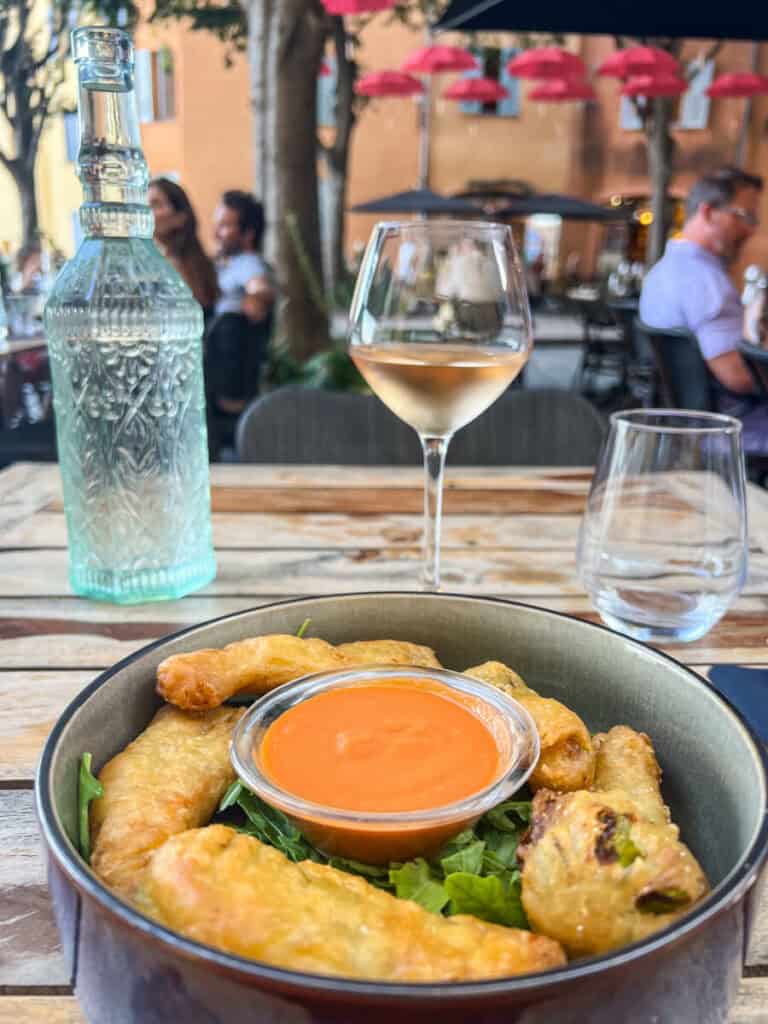 fried zucchini flowers from La Tannerie