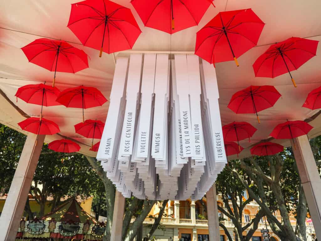 Giant perfume note strips in Grasse