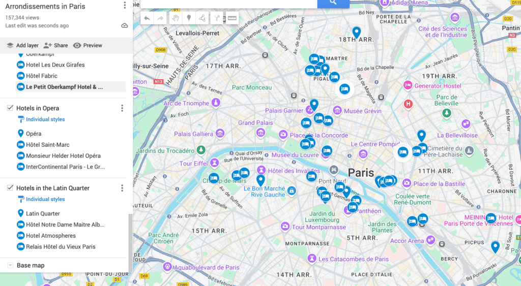 Map of Where to Stay in Paris