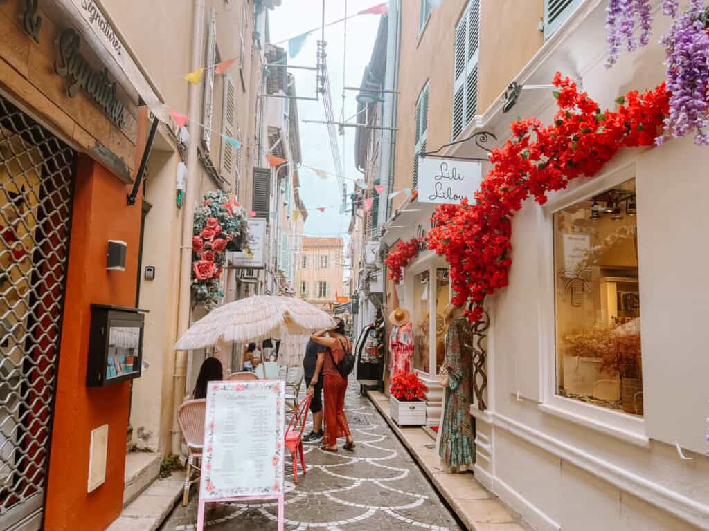 Flowery street in Antibes