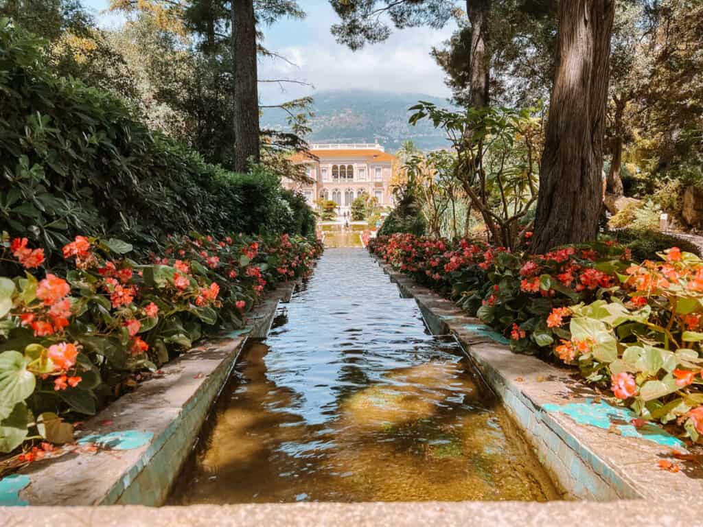 Gardens at Villa Ephrussi de Rothschild with water path