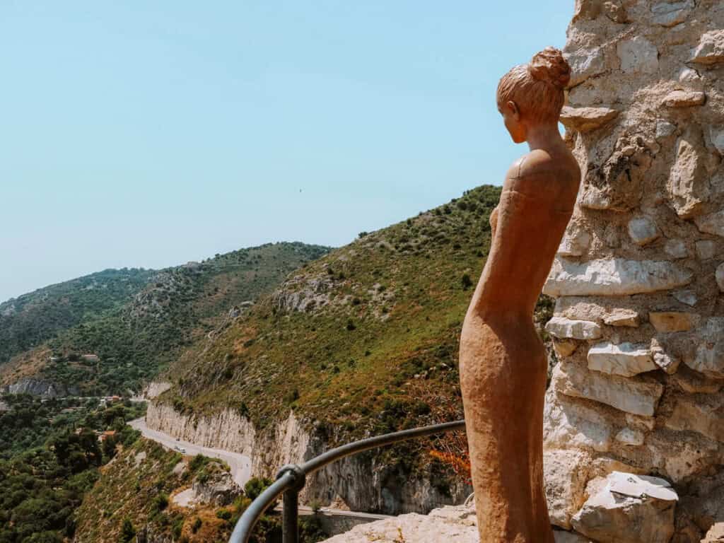 Lady Statue looking out over Eze in the Jardin Exotique