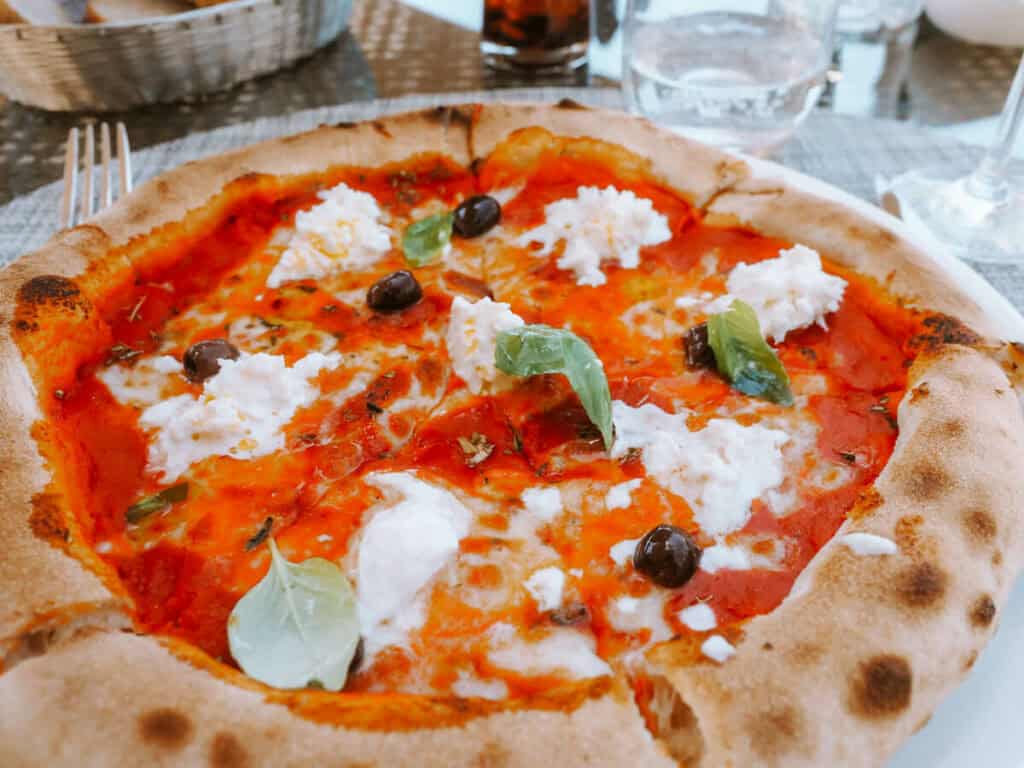 Pizza at the Cafe du Jardin at Hôtel Château de La Chèvre d’Or