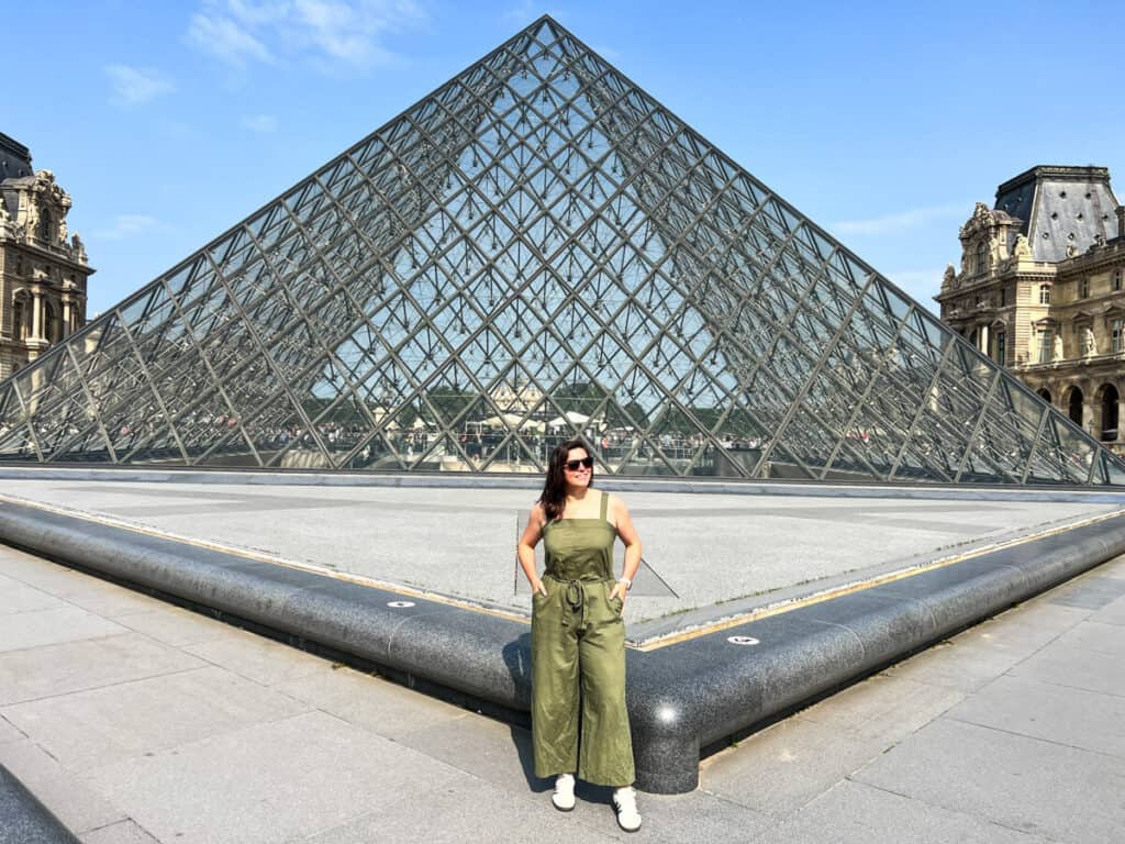 Kat in front of the Louvre Pyramid