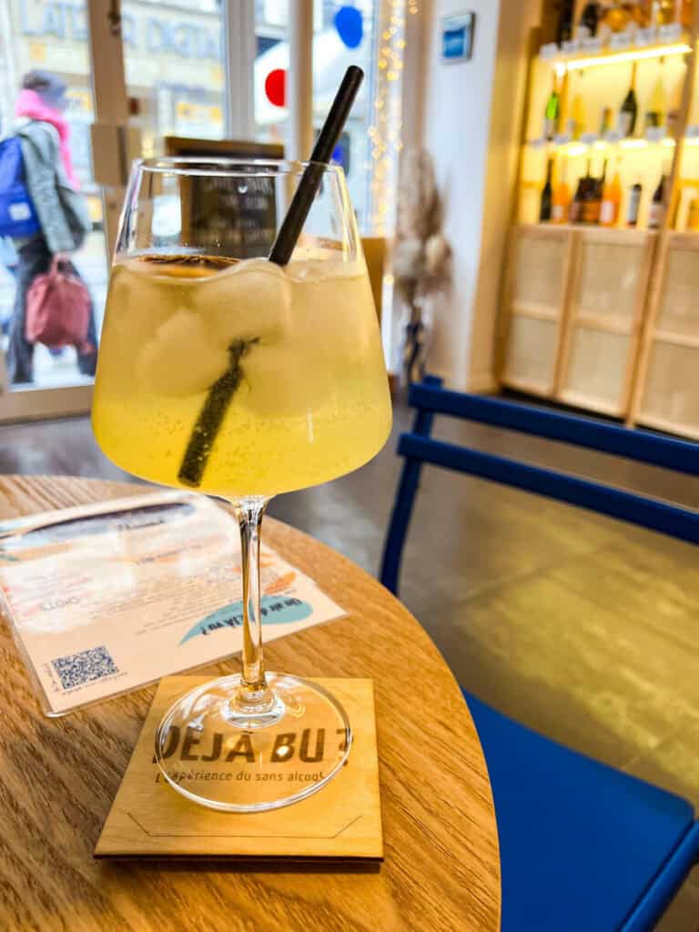 Lemoncello spritz mocktail at Deja Bu