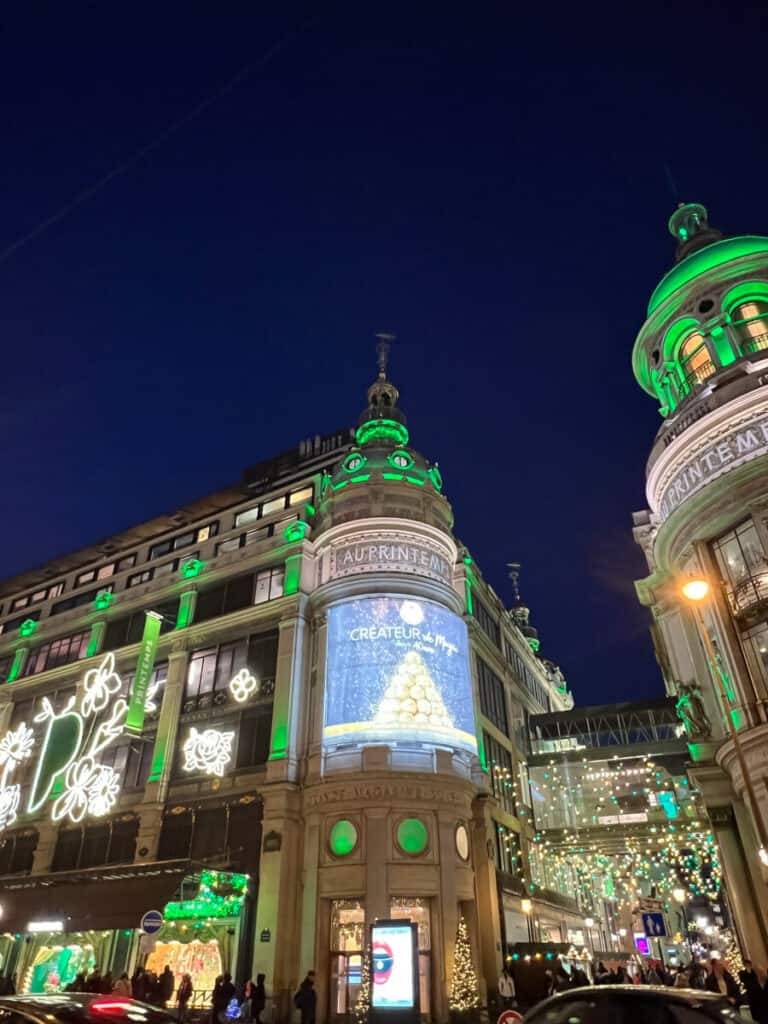 Printemps Department store lit up for Christmas