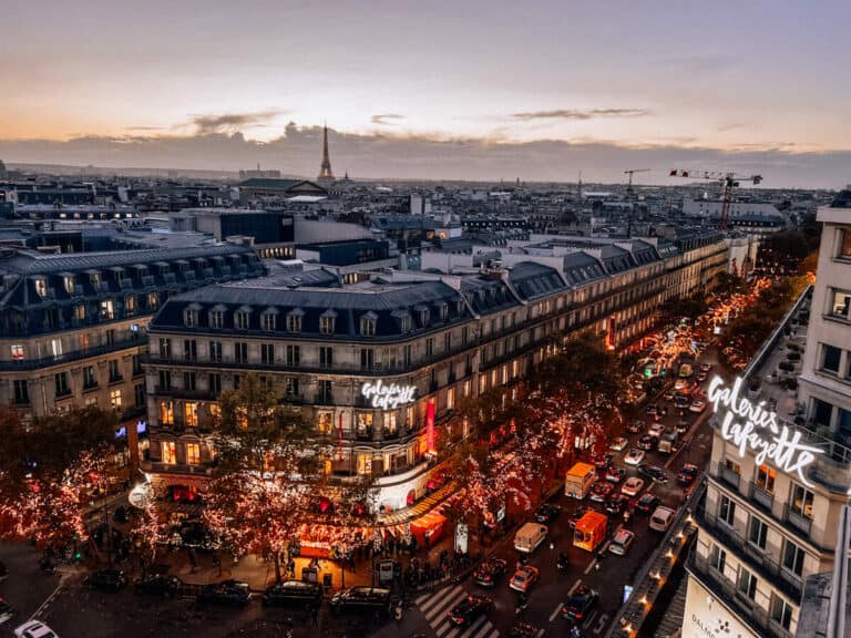 View from Galeries Lafayette at Christmastime in Paris