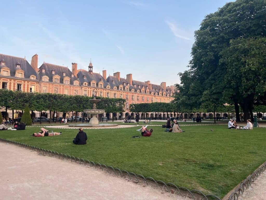 Place des Vosges in the evening in Paris