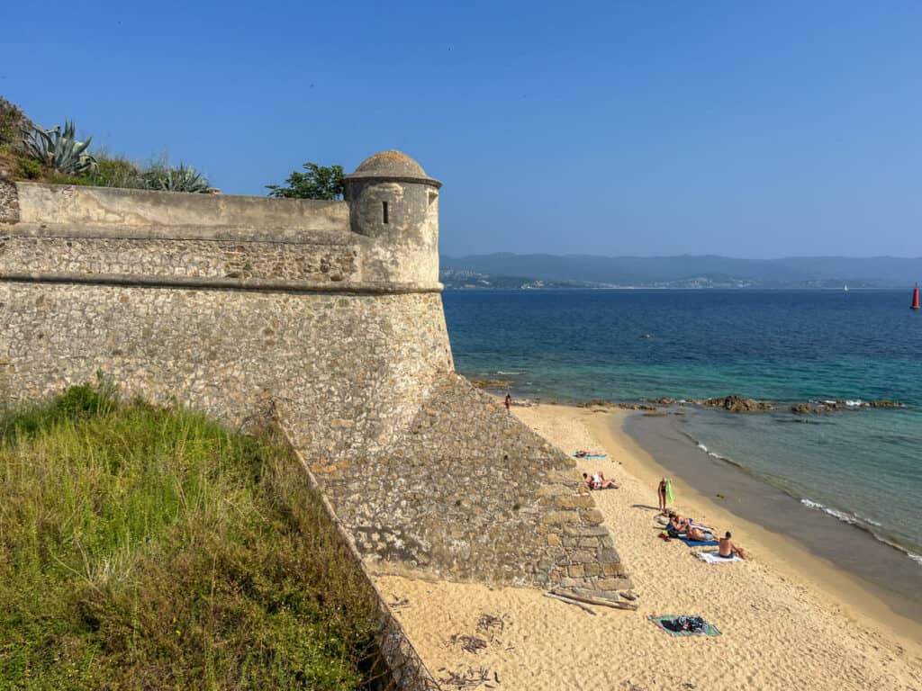 Beach and ramparts in Ajaccio