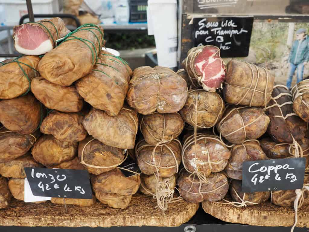 Charcuterie at the Porto Vecchio market