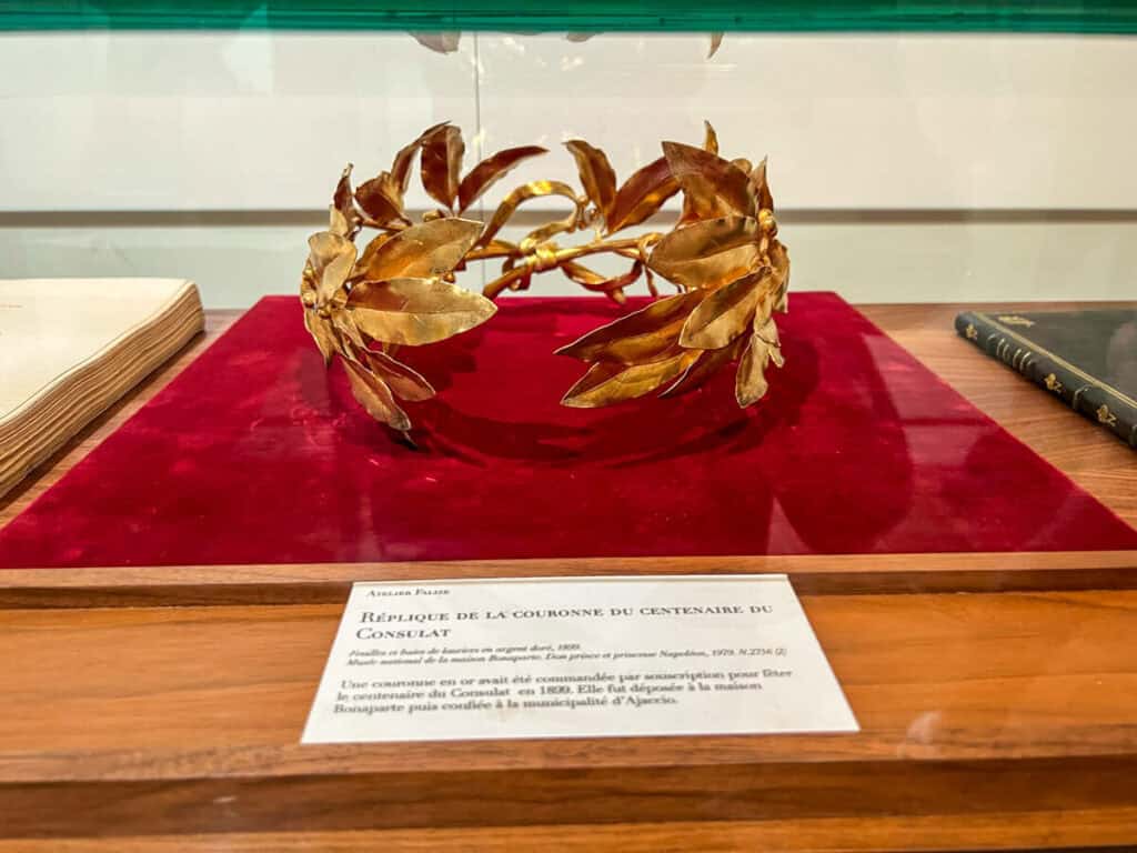 Gold olive crown at the Napoleon Bonaparte's House and Museum