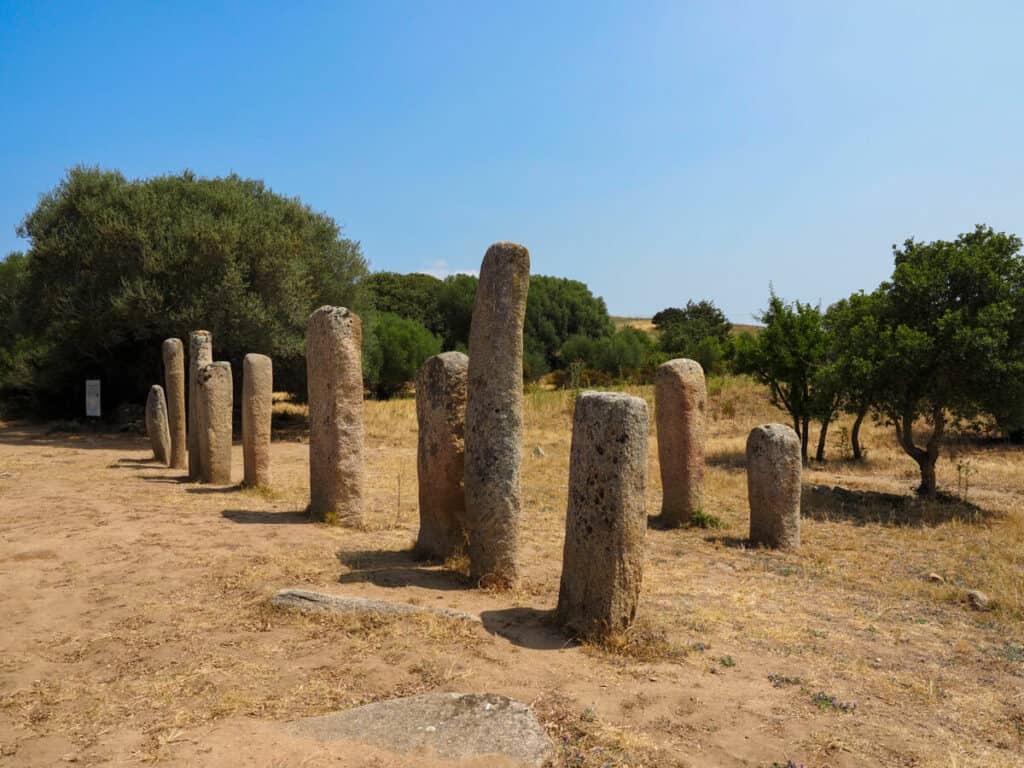 Standing stones at megalithic site at Cauria