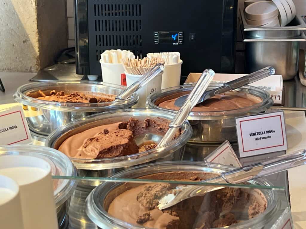 Various chocolate mousses at Chapon