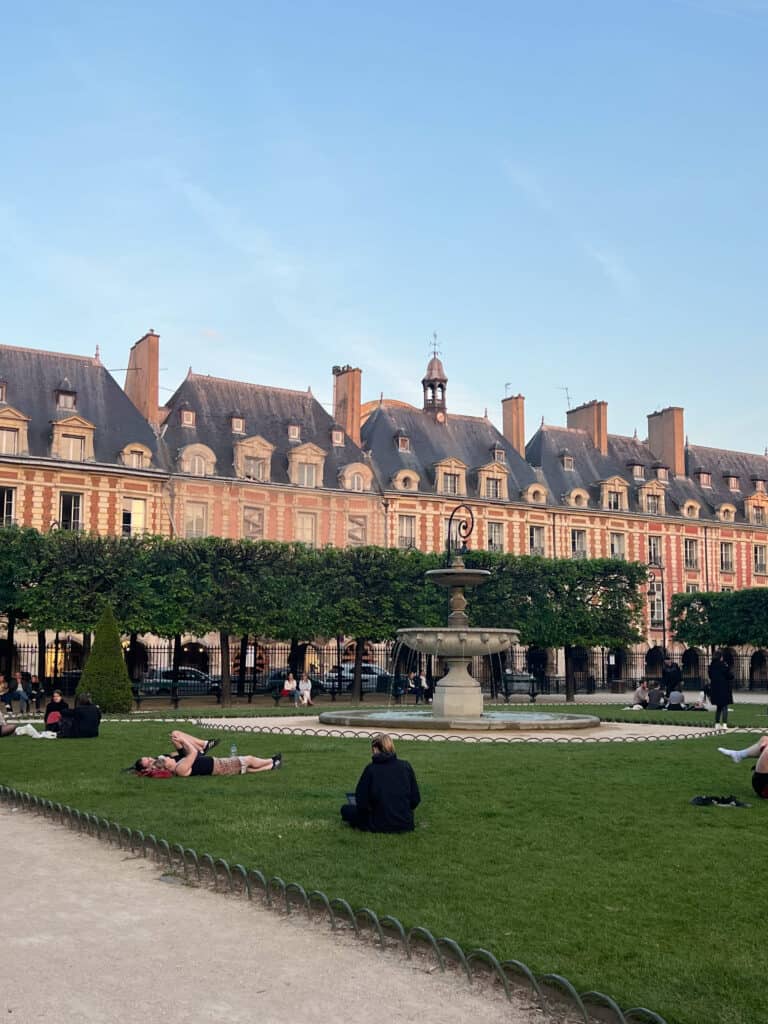 Place des Vosges at sunset in May