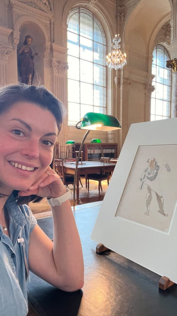 Kat with a work at the Consultation Room at the Louvre