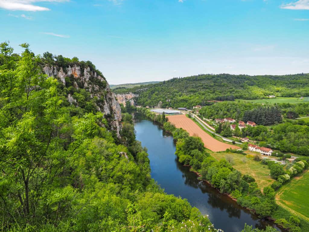 View of Lot River in Saint-Cirq-Lapopie